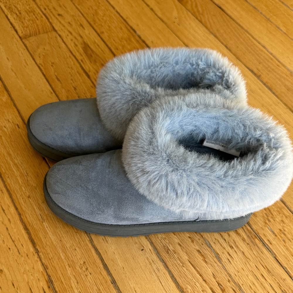 SO Kids sky blue Plush Collar Winter Boots